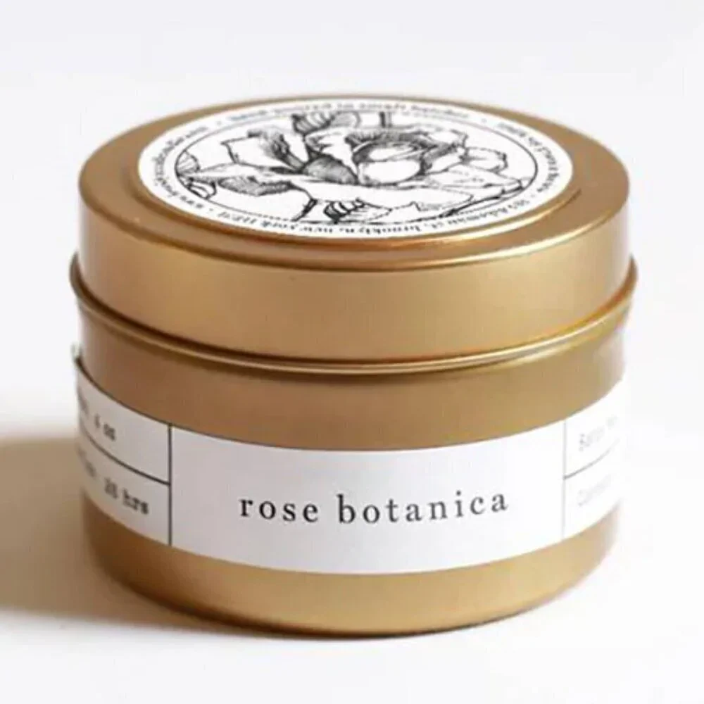 NWT - Brooklyn Candle Studio Gold Tin Soy Candle Rose Botanica
